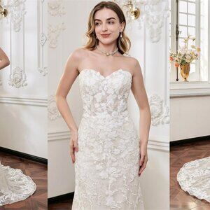 Darius Cordell - WT4879 - strapless embroidered lace wedding dress